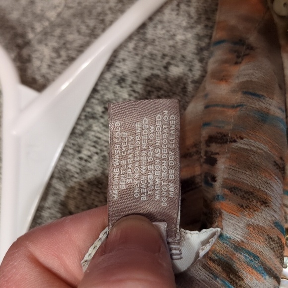 Chicos Tunic: Sheer, Abstract Print Embellished With Beads & Rhinestones, V-Neck - Picture 14 of 16